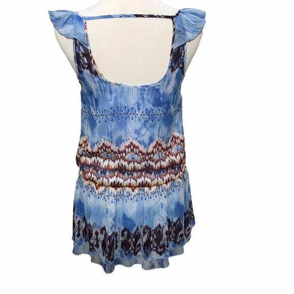 Guess Los Angeles blue blousen lined sleeveless Mini dress small women's - Picture 3 of 9